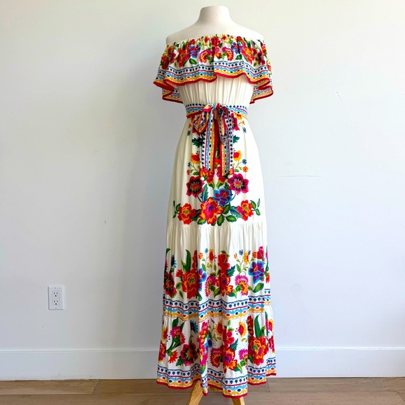Flying Tomato Dresses & Skirts - Flying Tomato Off Shoulder Ruffle Spanish Floral Dress